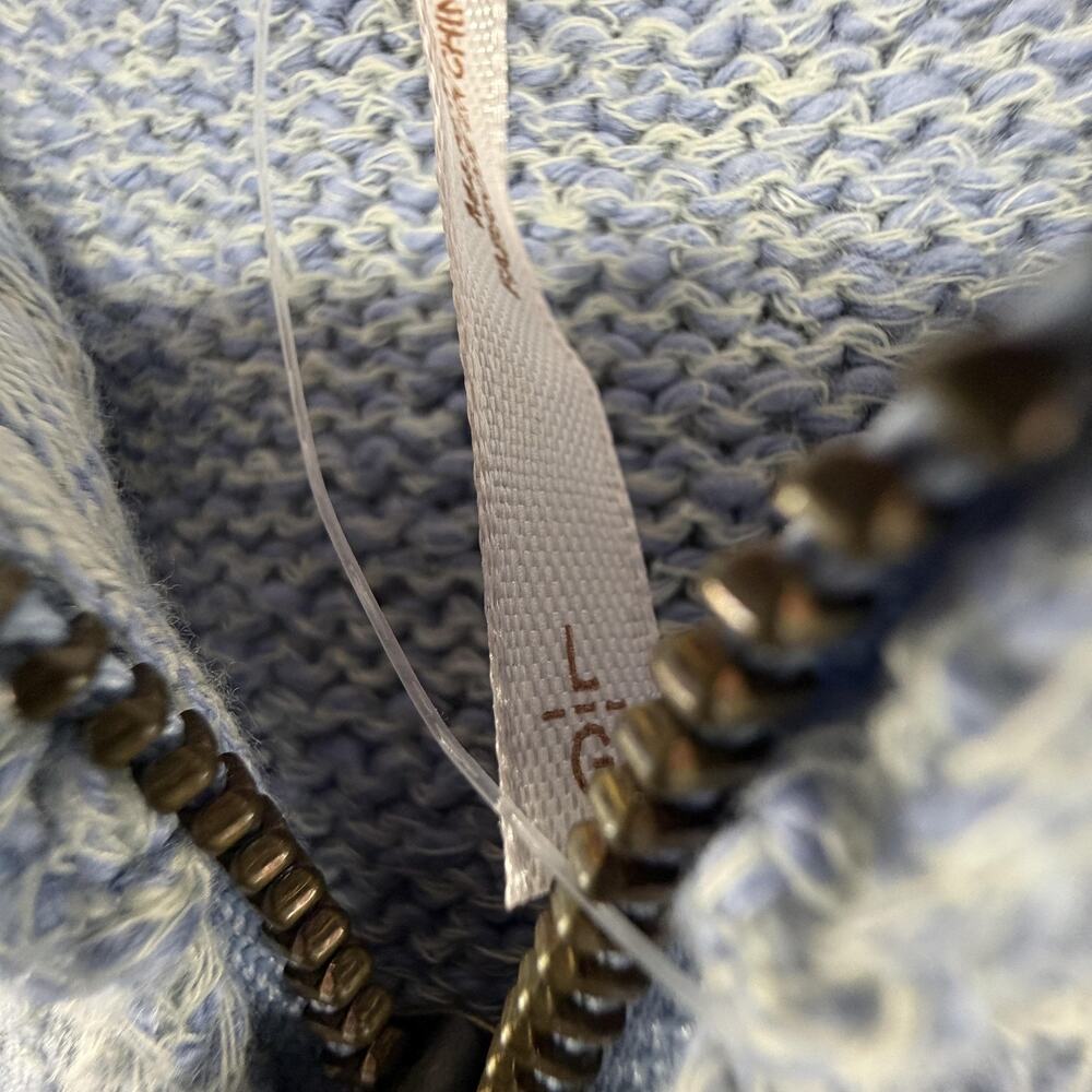 Free People Sweater Dress Womens Large Blue Cable Knit Zip Long Sleeve Mini - Picture 9 of 14